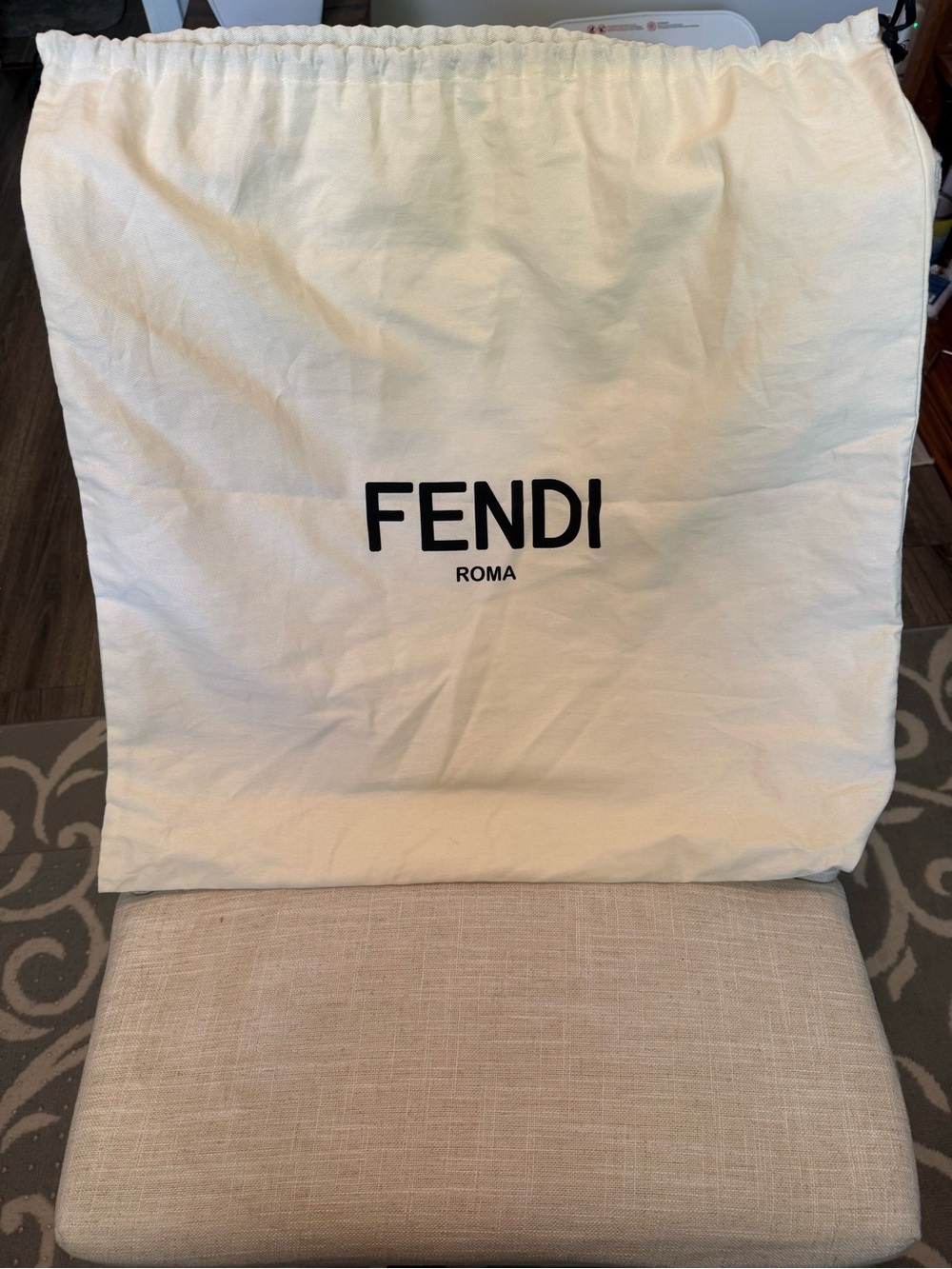 Large Fendi Drawstring Dust Bag with Black Logo